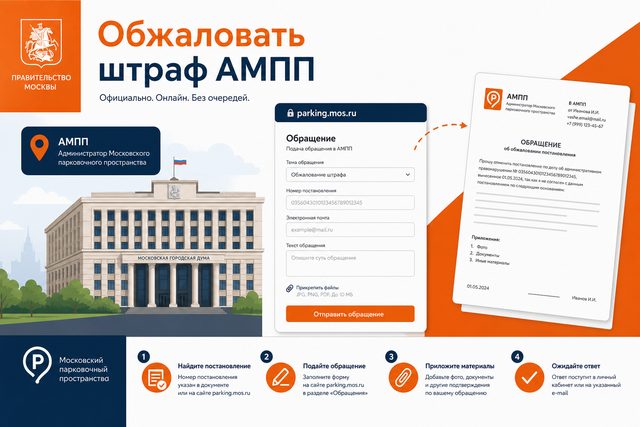 Как обжаловать штраф АМПП в Москве: mos.ru, срок, адрес